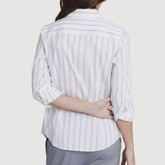 Kit And Ace White And Pink Striped Button Up Shirt Tailored Blouse Size 10 - Picture 3 of 14